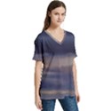 Twilight Serenade Print V-Neck Split Shoulder Casual T-Shirt View3