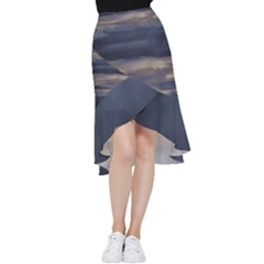 Twilight Serenade Print Frill Hi Low Chiffon Skirt by dflcprintsclothing