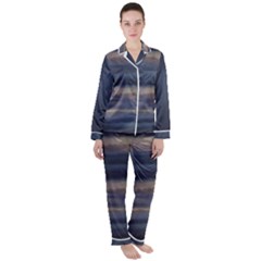 Twilight Serenade Print Women s Long Sleeve Satin Pajamas Set	 by dflcprintsclothing