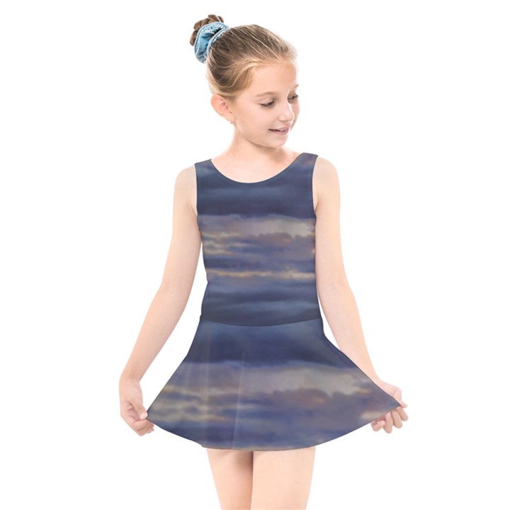 Twilight Serenade Print Kids  Skater Dress Swimsuit