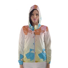 Background Pastel Geometric Lines Women s Hooded Windbreaker