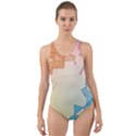 Background Pastel Geometric Lines Cut-Out Back One Piece Swimsuit View1