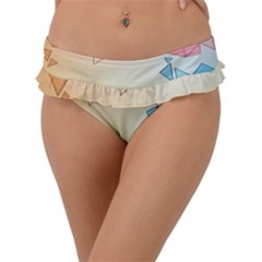 Background Pastel Geometric Lines Frill Bikini Bottoms