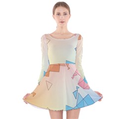 Background Pastel Geometric Lines Long Sleeve Velvet Skater Dress