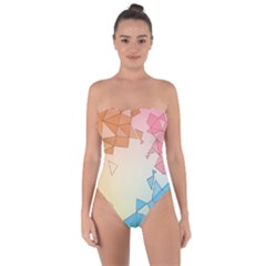 Background Pastel Geometric Lines Tie Back One Piece Swimsuit