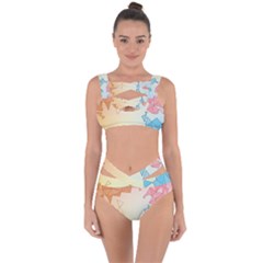 Background Pastel Geometric Lines Bandaged Up Bikini Set 