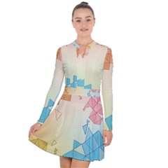 Background Pastel Geometric Lines Long Sleeve Panel Dress