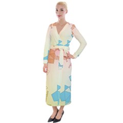 Background Pastel Geometric Lines Velvet Maxi Wrap Dress by anzea