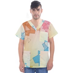 Background Pastel Geometric Lines Men s V-neck Scrub Top