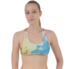 Background Pastel Geometric Lines Criss Cross Racerback Sports Bra