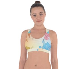 Background Pastel Geometric Lines Cross String Back Sports Bra