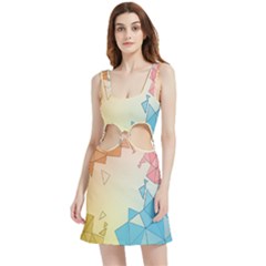 Background Pastel Geometric Lines Velour Cutout Dress