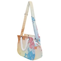 Background Pastel Geometric Lines Rope Handles Shoulder Strap Bag