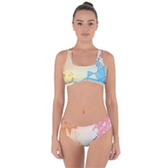 Background Pastel Geometric Lines Criss Cross Bikini Set