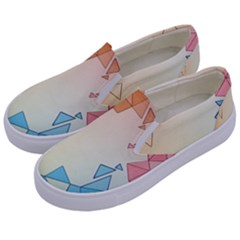 Background Pastel Geometric Lines Kids  Canvas Slip Ons