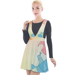 Background Pastel Geometric Lines Plunge Pinafore Velour Dress by anzea