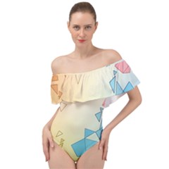 Background Pastel Geometric Lines Off Shoulder Velour Bodysuit 