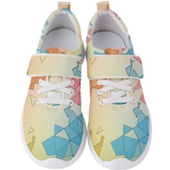 Background Pastel Geometric Lines Men s Velcro Strap Shoes by anzea