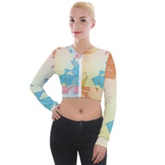 Background Pastel Geometric Lines Long Sleeve Cropped Velvet Jacket