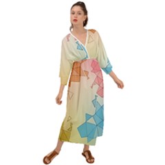 Background Pastel Geometric Lines Grecian Style  Maxi Dress