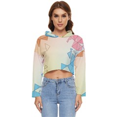 Background Pastel Geometric Lines Women s Lightweight Cropped Hoodie by anzea