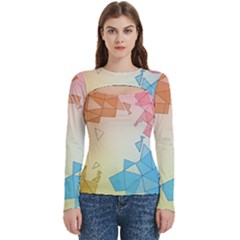 Background Pastel Geometric Lines Women s Cut Out Long Sleeve T-shirt