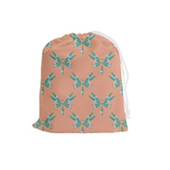 Turquoise Dragonfly Insect Paper Drawstring Pouch (large) by anzea