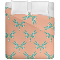 Turquoise Dragonfly Insect Paper Duvet Cover Double Side (california King Size) by anzea