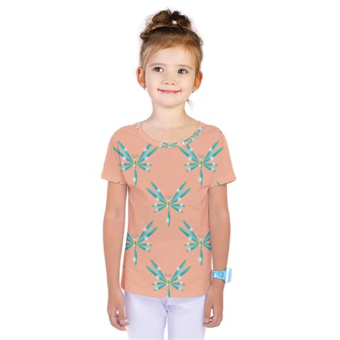 Turquoise Dragonfly Insect Paper Kids  One Piece T-shirt by anzea