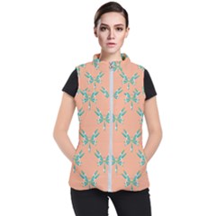 Turquoise Dragonfly Insect Paper Women s Puffer Vest