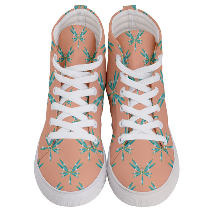 Turquoise Dragonfly Insect Paper Men s Hi-Top Skate Sneakers