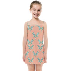 Turquoise Dragonfly Insect Paper Kids  Summer Sun Dress by anzea