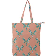 Turquoise Dragonfly Insect Paper Double Zip Up Tote Bag