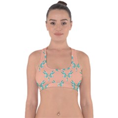 Turquoise Dragonfly Insect Paper Cross Back Hipster Bikini Top  by anzea