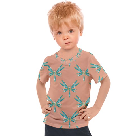 Turquoise Dragonfly Insect Paper Kids  Sports T-shirt by anzea