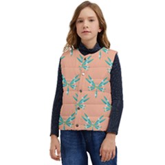 Turquoise Dragonfly Insect Paper Kid s Button Up Puffer Vest	 by anzea