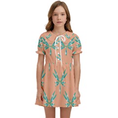 Turquoise Dragonfly Insect Paper Kids  Sweet Collar Dress