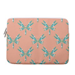 Turquoise Dragonfly Insect Paper 14  Vertical Laptop Sleeve Case With Pocket by anzea