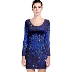 Star Universe Space Starry Sky Long Sleeve Velvet Bodycon Dress