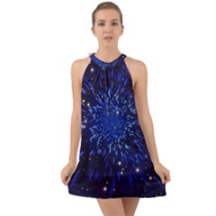 Star Universe Space Starry Sky Halter Tie Back Chiffon Dress by anzea