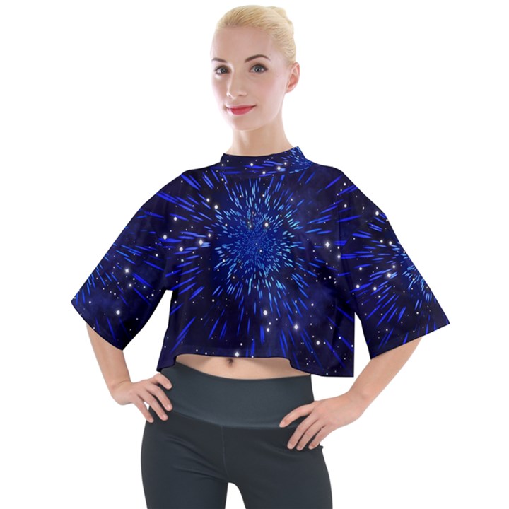 Star Universe Space Starry Sky Mock Neck T-Shirt