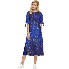 Star Universe Space Starry Sky Bow Sleeve Chiffon Midi Dress