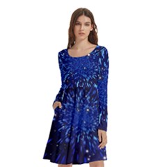 Star Universe Space Starry Sky Long Sleeve Knee Length Skater Dress With Pockets by anzea