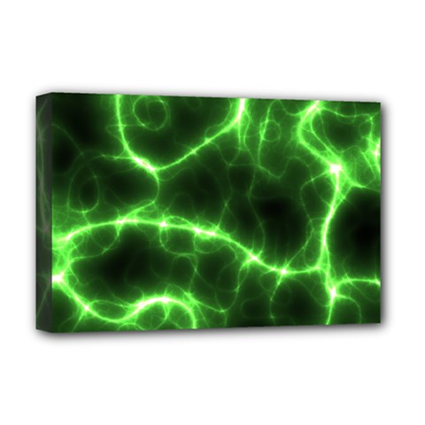 Lightning Electricity Pattern Green Deluxe Canvas 18  X 12  (stretched) by anzea