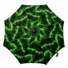 Lightning Electricity Pattern Green Hook Handle Umbrellas (large) by anzea