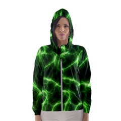 Lightning Electricity Pattern Green Women s Hooded Windbreaker