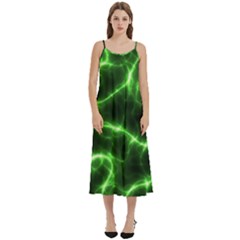 Lightning Electricity Pattern Green Casual Spaghetti Strap Midi Dress by anzea