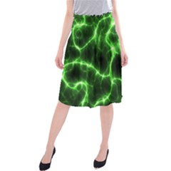 Lightning Electricity Pattern Green Midi Beach Skirt by anzea