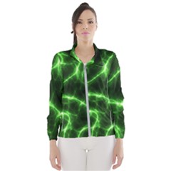 Lightning Electricity Pattern Green Women s Windbreaker