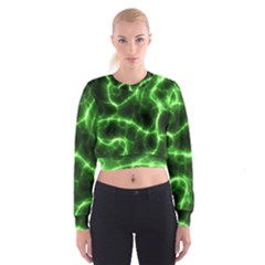 Lightning Electricity Pattern Green Cropped Sweatshirt